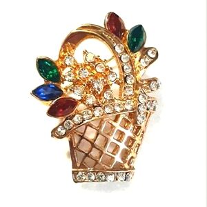 High End Small Basket Rhinestone Pin Brooch